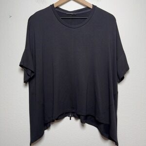 Ruti Women Oversize Top XS/S Black Short Sleeve Back Zip Boxy T-Shirt Lagenlook